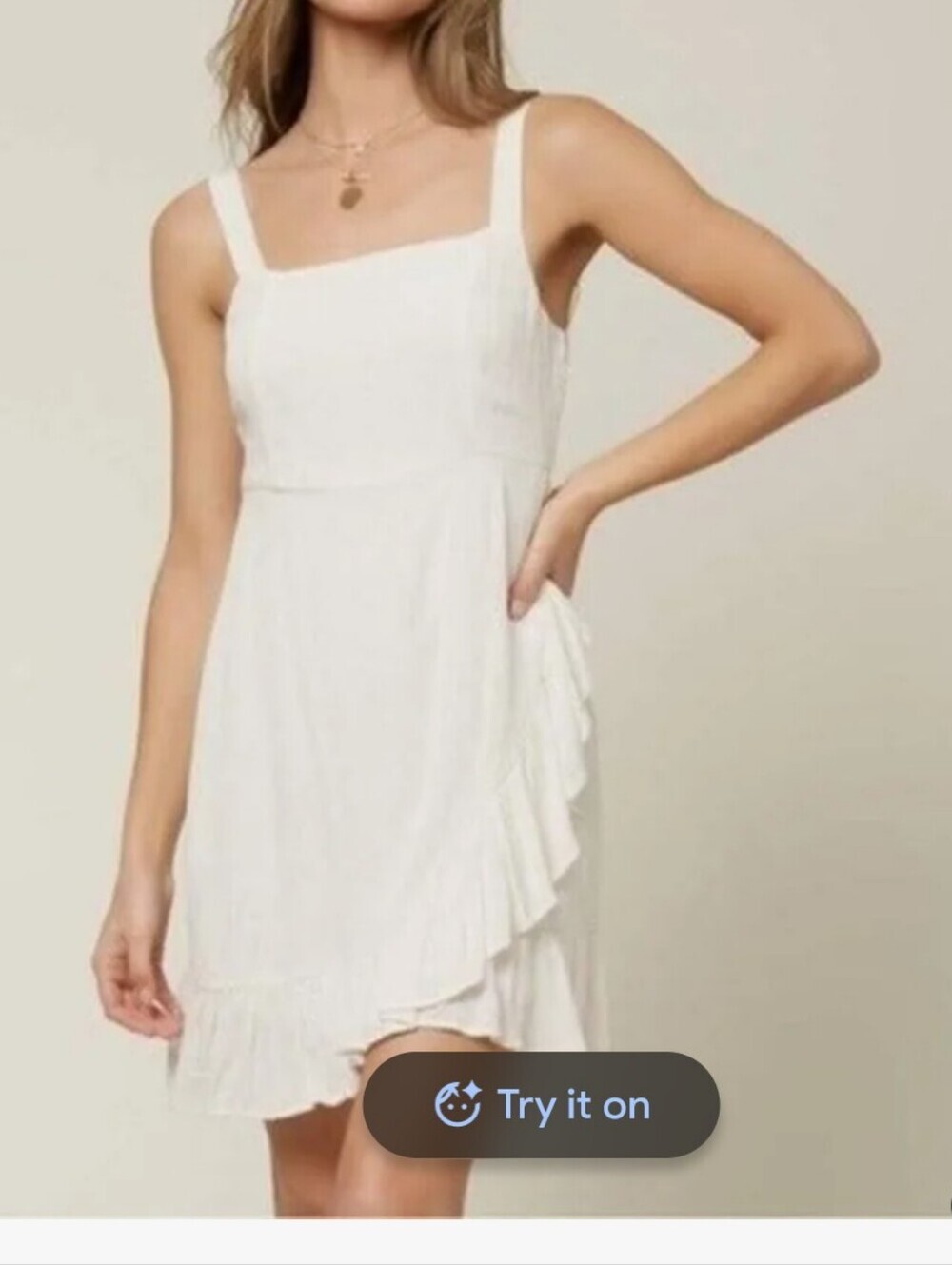 O'NEILL Cream Sleeveless Colinda Dress Front Ruffle